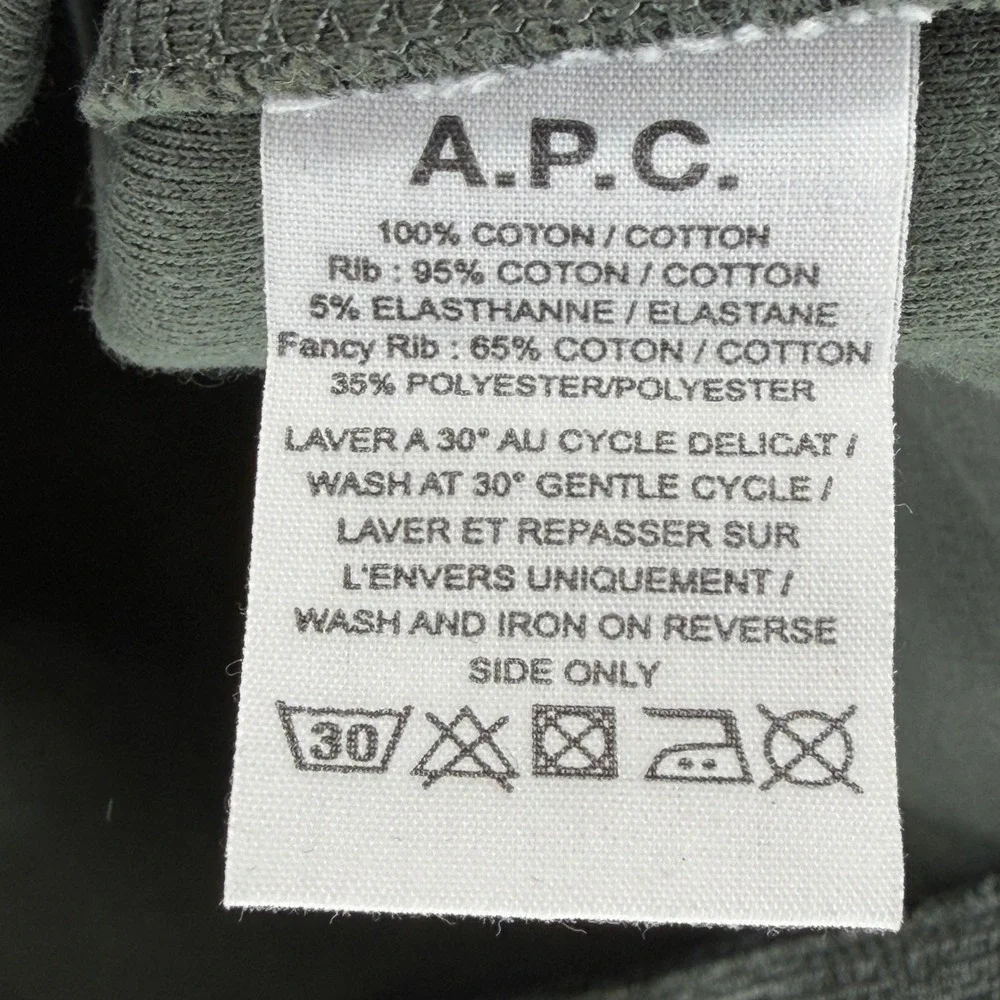 APC Rue Madame Paris Mens XXL Olive Green Sweatshirt Contrast Hem‎ RN 149947